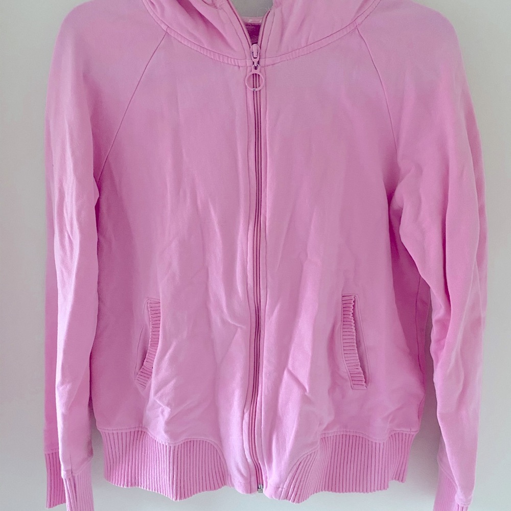 Pink Hooded Zip Up Sweater